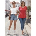 thumbnail image 5 of MOYIKO Women Short Sleeve Tshirt Casual Loose Trendy Summer Tops Petal Sleeve Pleated Blouses Red Tee Clothes Size 2XL, 5 of 7