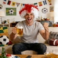 thumbnail image 4 of Mardi Gras Synthetic Wig Carnival Curly Colored Wig Hair 2026 Soccer Sport Cup Fan Wig Red White Flag Soccer Fans Support Wig for UK Gift Party Supplies Comfortable Breathable(F), 4 of 4