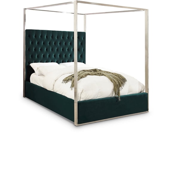 Porter Green Velvet King Bed-Color:Green Velvet,Style:Contemporary