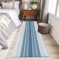 thumbnail image 4 of 2'x6' Rug Runners for Hallways Kitchen, Blue Ombre Stripe Non Slip Entryway Beside Floor Carpet Runner, Farmhouse Striped Gradient Washable Laundry Room Bedroom Throw Rugs Mat for Family Pet, 4 of 8