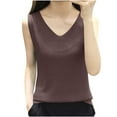 thumbnail image 3 of NSLGXD Plus Size Camisole Tops Women Sleeveless Business Casual Tank Top Solid Color Loose V Neck Going Out T-Shirts Khaki Shirts,Size S-5XL, 3 of 5