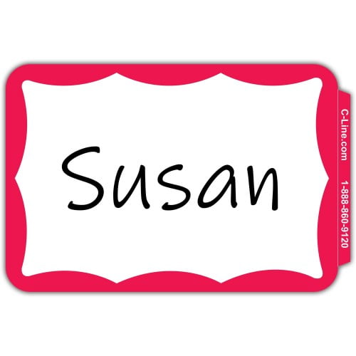 C-Line Self-Adhesive Name Tags - Red Border, Peel & Stick, 3-1/2 x 2-1/4, 100/BX, 92264 | Bundle of 5 Boxes