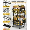 thumbnail image 3 of Power Tool Organizer Cart with Wheels, Movable Garage Tools Storage, 4 Layer Heavy Duty Metal Rolling Tool Rack Cordless Drill Holder Shelving for Workshop, Workbench and Garage, 3 of 7