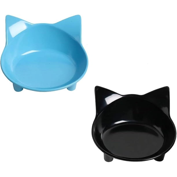2 cuencos para gatos antideslizantes, plato de comida poco profundo para gatos, cuencos para mascotas para aliviar el estrés de la fatiga de los bigotes y prevenir la alimentación de gatos,