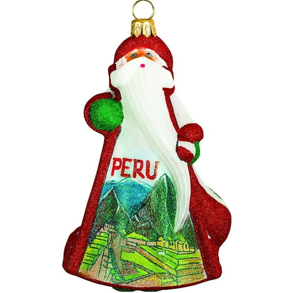 Glitterazzi Peru Santa Polish Glass Christmas Ornament
