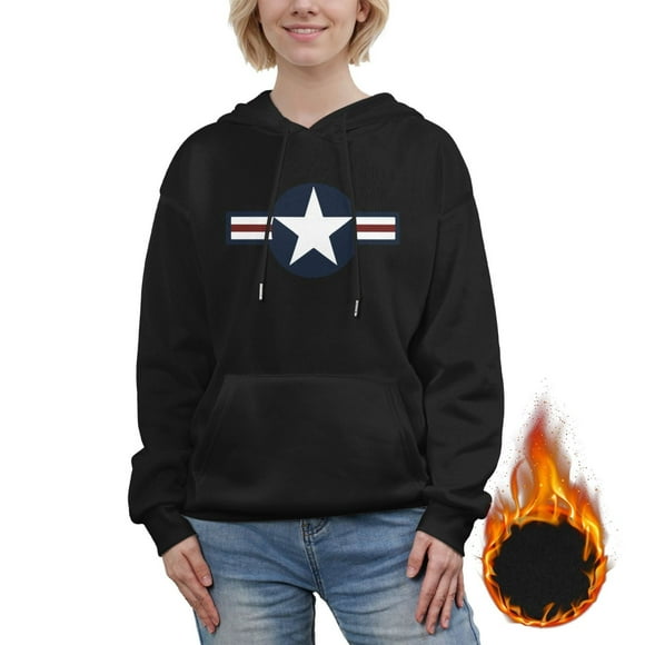 Us Air Force Womens Casual Hoodies Crew Neck Long Sleeve Sweatshirts With Pocket Lightweight Pullover Tops