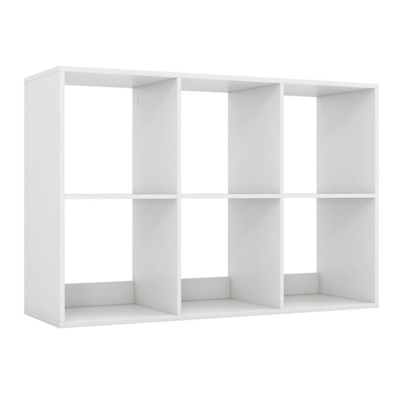 Furnibear 6 Cube Bookshelf with Back Guardrail for Living Room Bedroom White, 41" x 13" x 27.5" - Open Storage Display Rack for Home Office