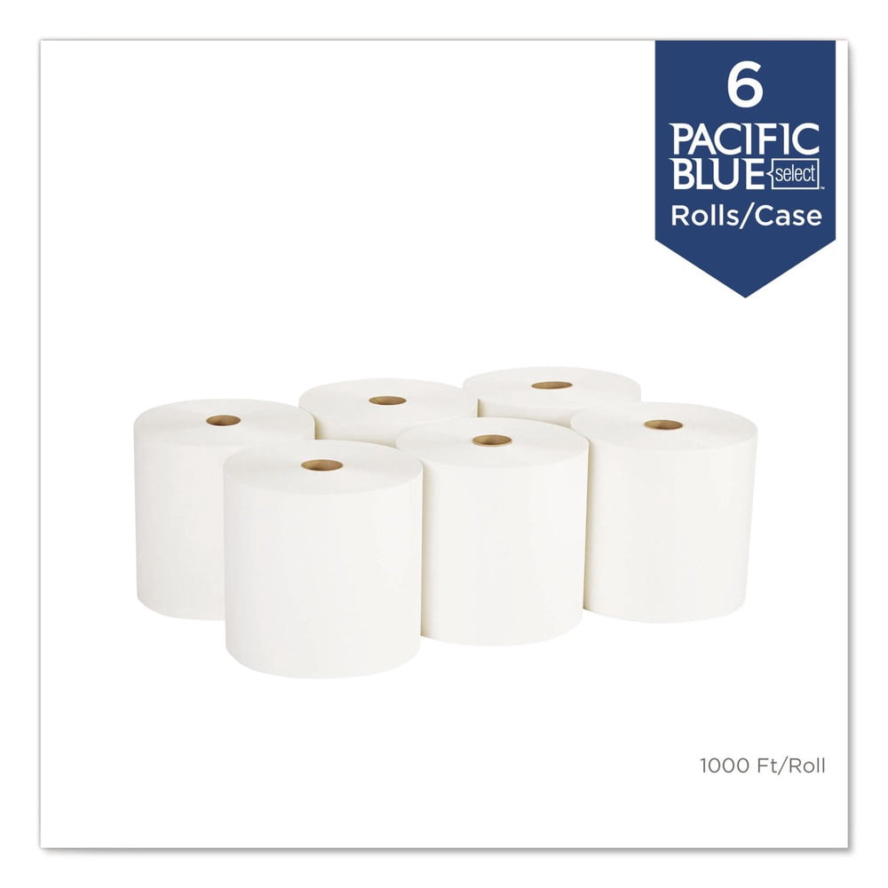 Pacific Blue Basic Nonperf Paper Towels 7 7/8 x 1000 ft, White, 6 Rolls/CT