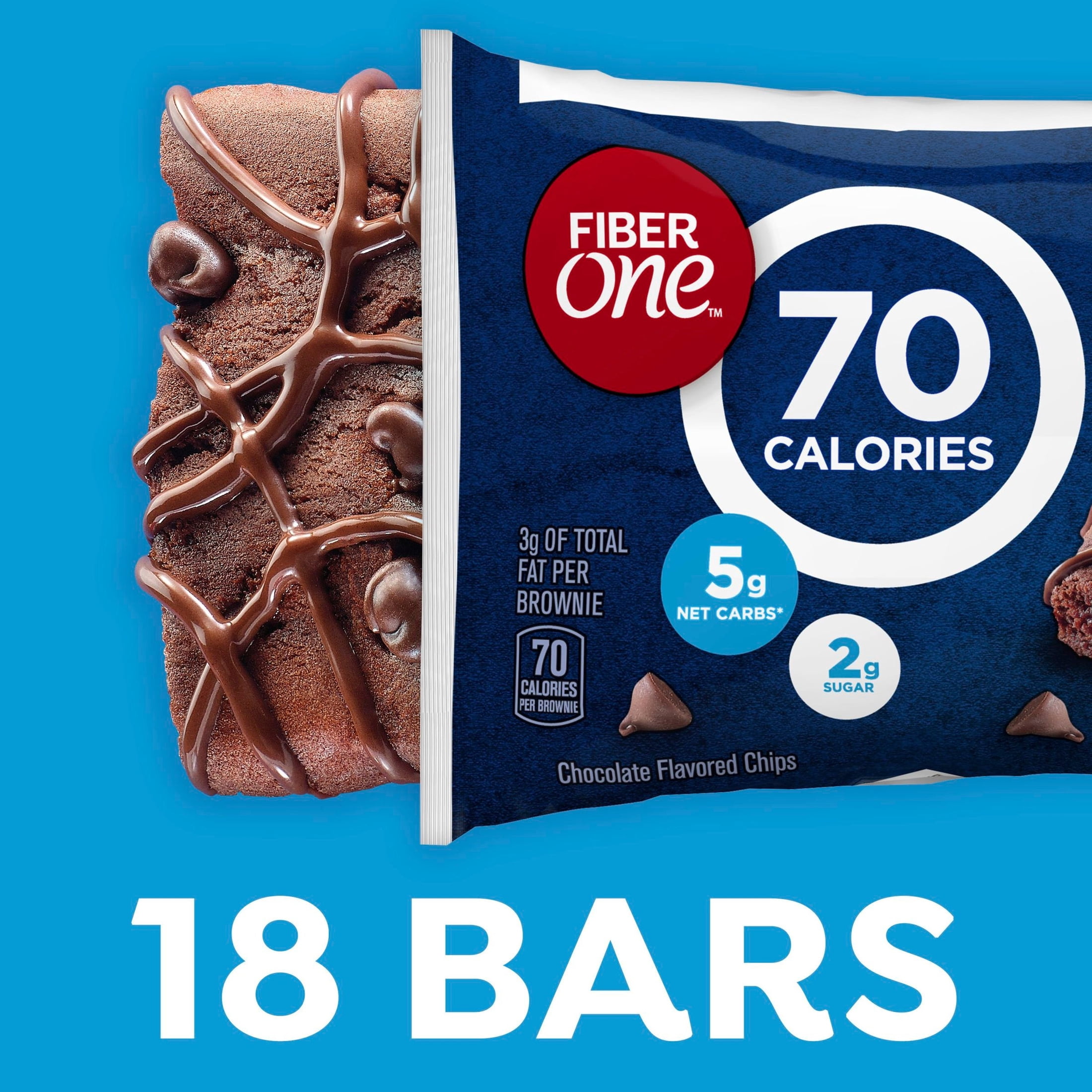 Fiber One 70 Calorie Brownies, Chocolate Fudge Snack Bars, Mega Pack, 18 Count, 16 oz