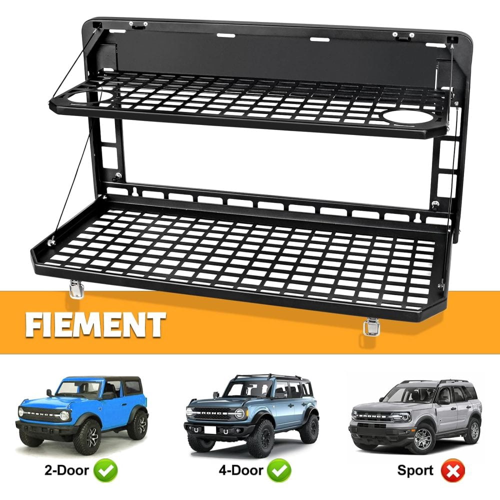 Tailgate Table Rear Foldable Cargo Shelf Aluminum Alloy Storage Shelf Molle Panel Compatible for Ford Bronco 2021-2024