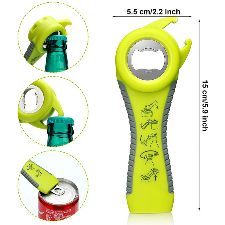 3 Pieces Jar Opener Under Cabinet for Weak Hands 5 in 1 Multi Function Can Opener Set Bottle Opener Kit with Silicone for Women Children with