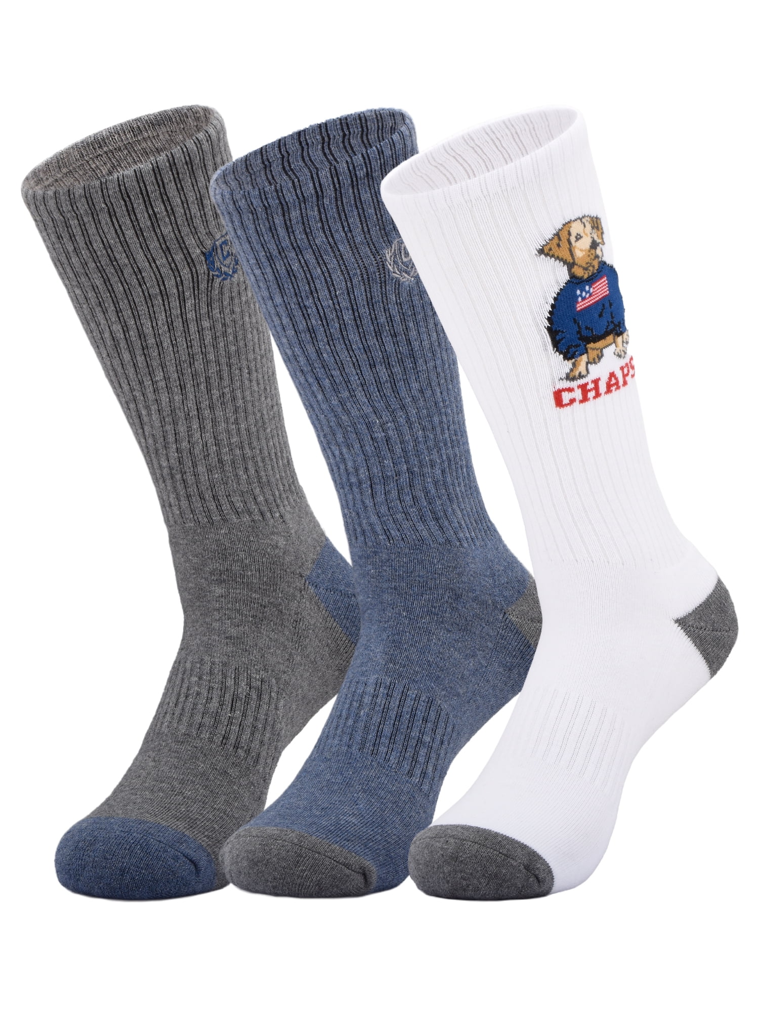 Chaps Embroidery Athletic Crews 3-Pack Men's Sock Size 10-13