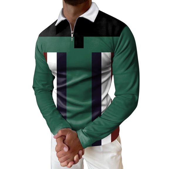 Vedolay Big Mens Polo Shirts Casual Solid Shirt Long Sleeve Button Turn-Down Collar Tops Green,L