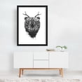 thumbnail image 6 of Angry bear with antlers - Illustration Wildlife Black and White Animal Surrealism Nature Fantasy Black Framed Wall Art Print 16 x 24 inches, 6 of 7