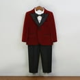 thumbnail image 6 of Boys Suits Slim Fit 4 Piece Formal Dresswear Suit for Kids Tuxedo Wedding Set Toddler Boy Dress with Vest Shirt Pants and Tie Wine 1-2 Years, 6 of 7