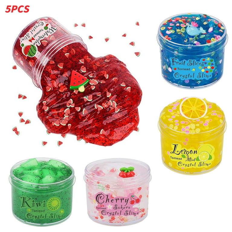 Jelly Cube Crunchy Crystal Slime Kit-11 Pack,Super Soft and Non-Sticky,  Fruit Themed Party Toy to Slime,Rich Colors Stress Relief Toy for Girls and
