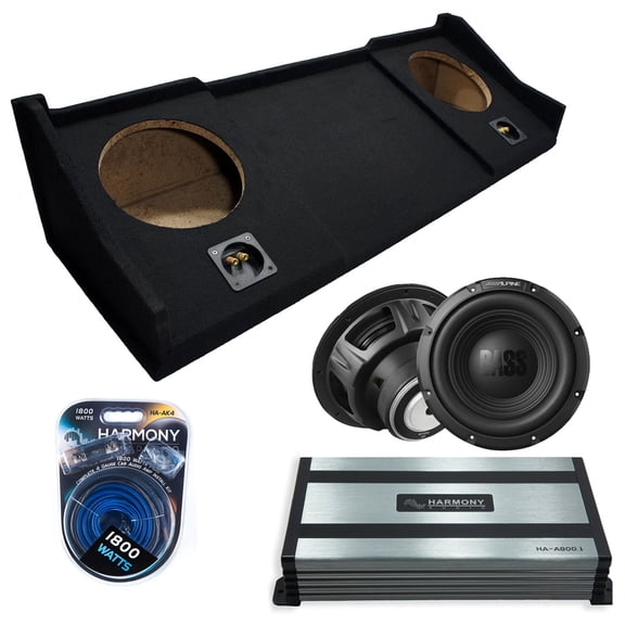 Harmony Audio Alpine fits 94-01 Dodge Ram Ext Cab W10S4 Dual 10" Subwoofer 500W Sealed Sub Box | HA-A800.1 Amplifier, 4GA Amp Kit