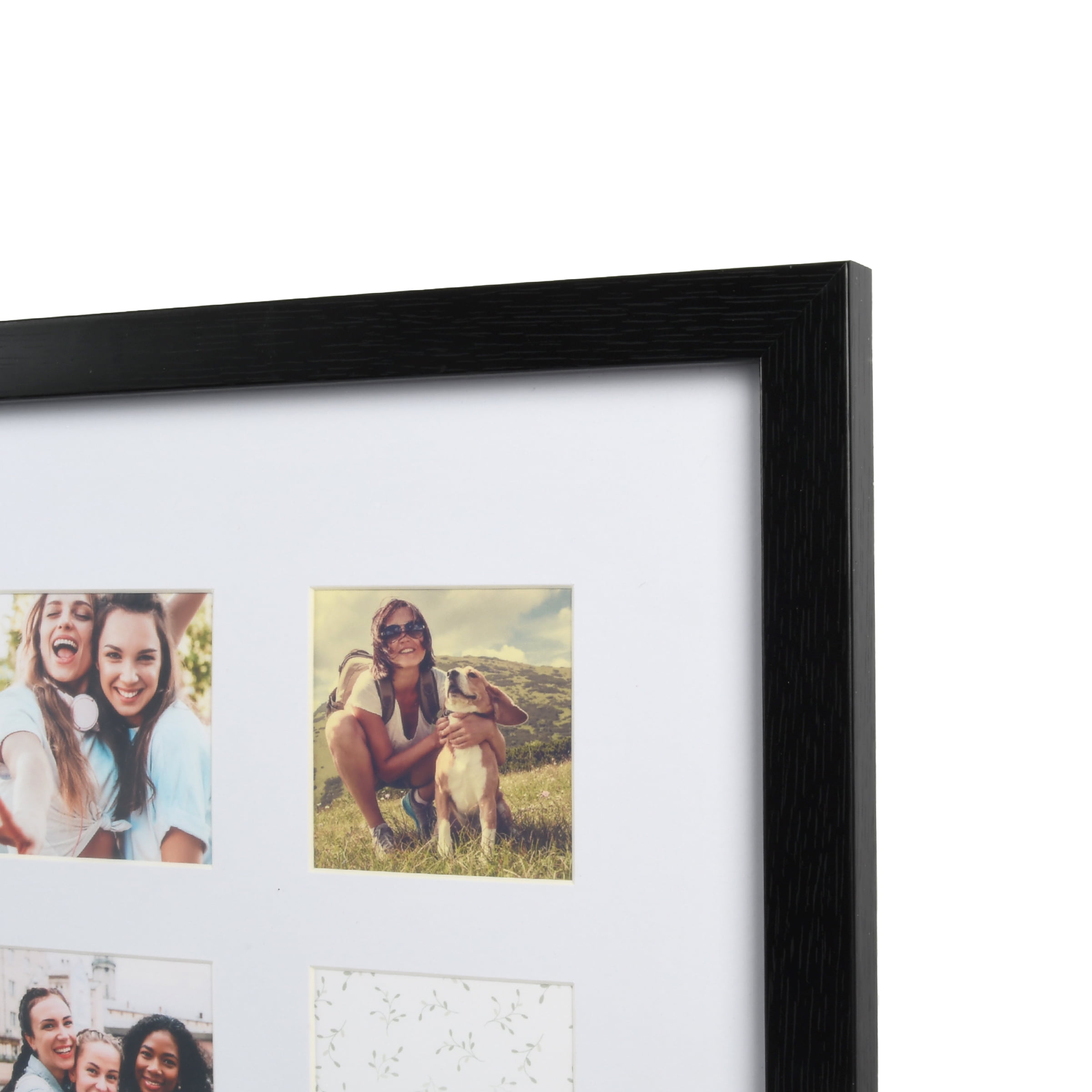 Prinz 27-Opening 16" x 40" Black Matted Collage Picture Frame, for 3x3 Photos, Wall Hanging