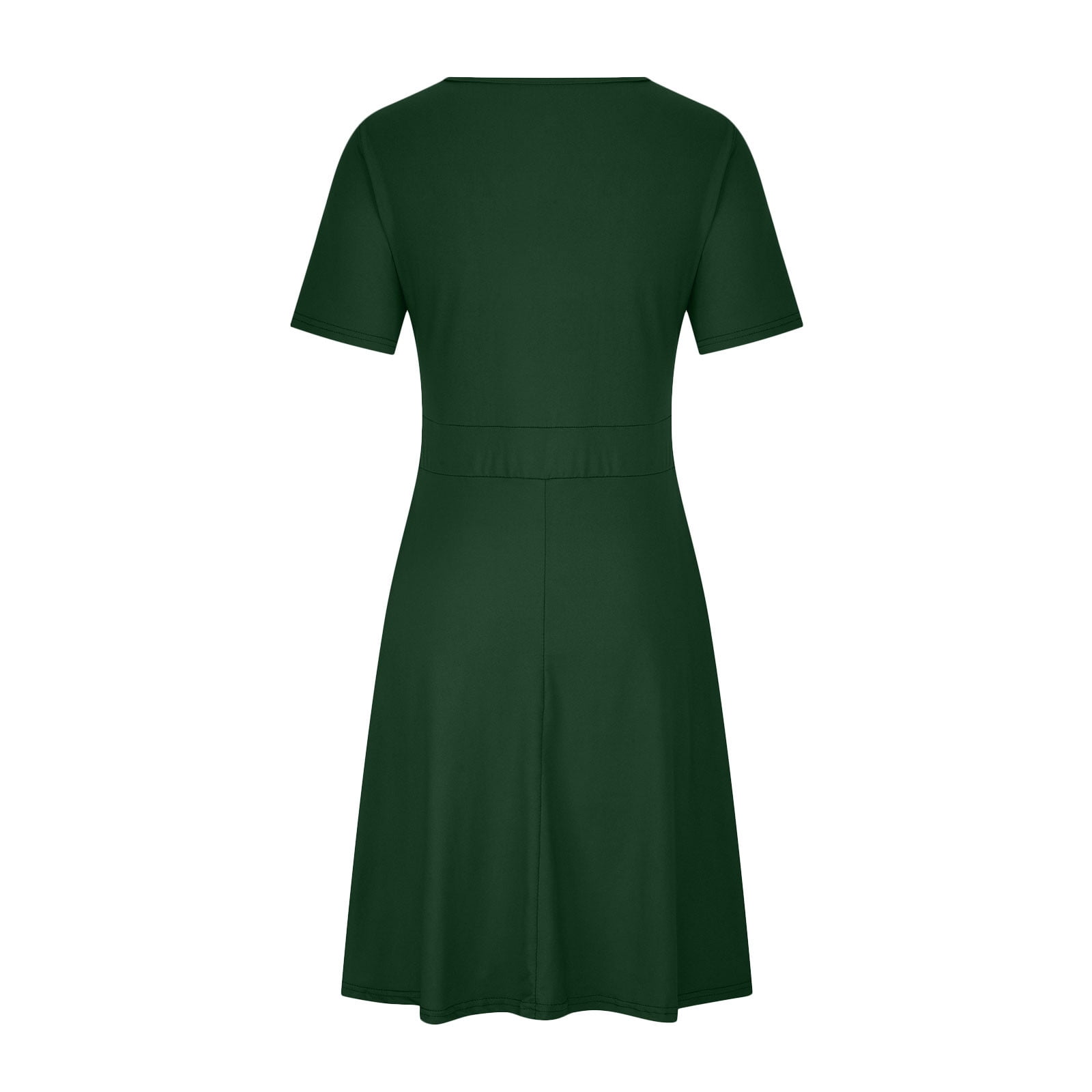 Hueook Plus Size Dresses Cocktail Dresses for Wedding Guest Womens Casual Plus Size V-Neck Solid Short Sleeve Boho Dress Dress with Pockets Green 4X
