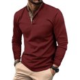 thumbnail image 1 of Fashnice Blouse pour Homme à Manches Longues Hauts Col à Revers Polo Coupe Régulière T-Shirts de Travail Bordeaux m, 1 of 2