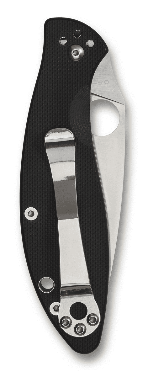 Spyderco Knives Spyderco Astute Folding Knife Black G10 3.02in Satin Plain Blade SPC252GP