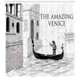 thumbnail image 3 of Ambesonne Venice Shower Curtain, Canals Gondolier, 69"Wx84"L, Black White, 3 of 3