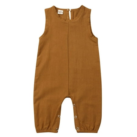 

Pudcoco 0-24M Baby Boy Girl Sleeveless Plain Romper Elegant Cotton Jumpsuits
