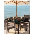 thumbnail image 2 of Boho Black Flowers Outdoor Tablecloth - 54x54 Inch Square Dining Table Cover, Spring Abstract Watercolor Floral Leaf Waterproof Outdoor Table Cloth with Umbrella Hole & Zipper for Picnic/Patio/Party, 2 of 7