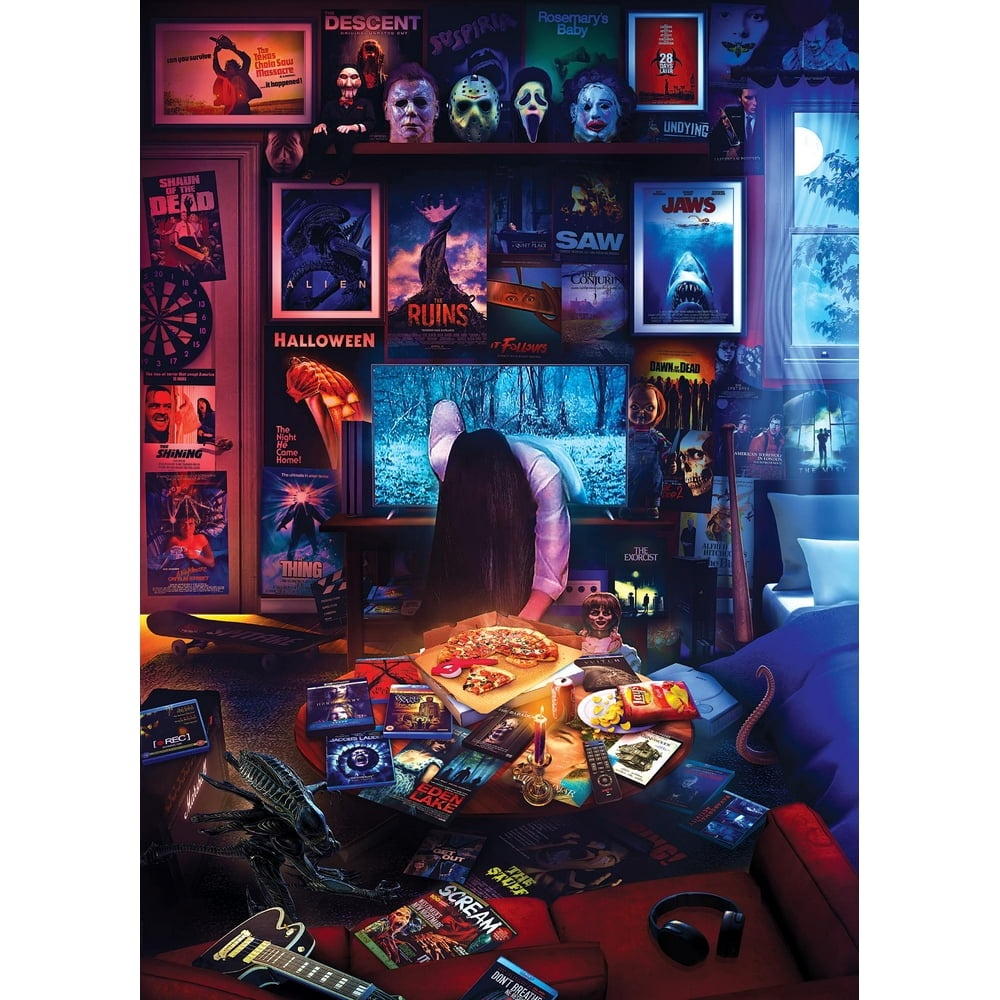 Horror Room and Scary Movies 1000 Piece Jigsaw Puzzle By Rachid Lotf