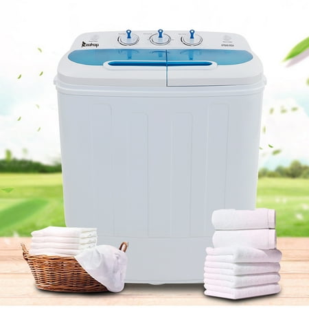 Ktaxon Electric Washing Machine,13.4Lbs Twin Tub（Wash 7.9LBS+Spin 5.5LBS） Capacity Portable Compact Mini Washer，White & (Best Washer And Dryer Stackable Sets)