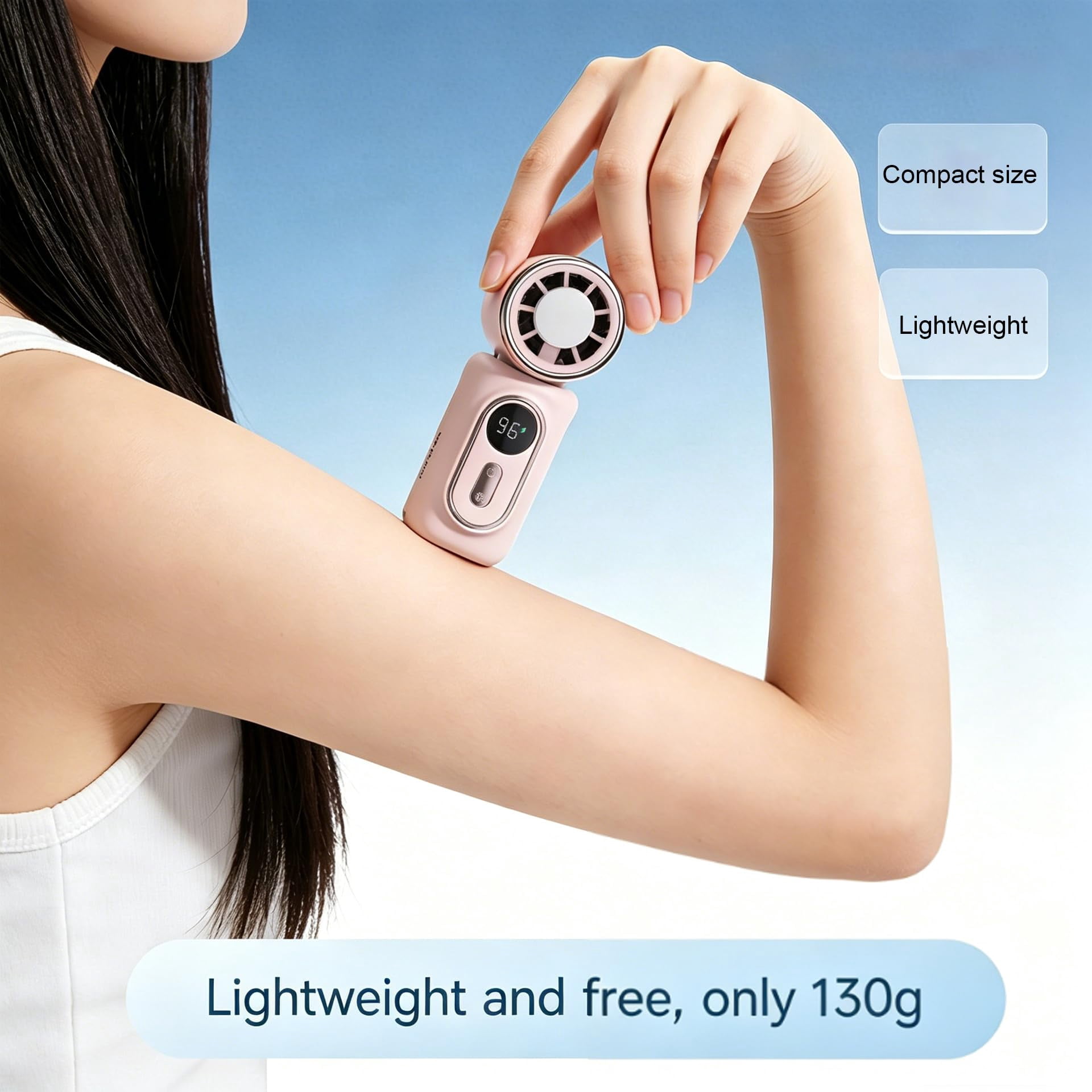 Mini Portable Handheld Clip Fan, 3-in-1 Rechargeable Mini Clip on Cooling Fan Car Air Conditioner Fan with LED Display, 5 Speeds, For Travel Outdoor Office