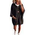 thumbnail image 4 of Yigetop Women's Oversized Short Sleeve Hoodie Dress, Loose Casual Sweatshirt Dress with Side Pockets Black L, 4 of 6
