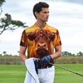 thumbnail image 3 of Honeii Vintage Sunflower Cow A print Polo Shirt, a classic short-sleeved, button-down golf shirt designed for menLarge, 3 of 6