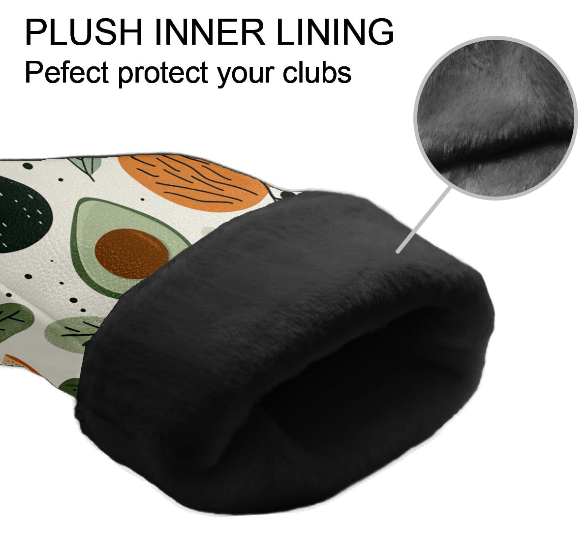 Golf Club Covers PU Leather Waterproof Head Covers for Fairway Woods Hybrids Vegetable Avocado