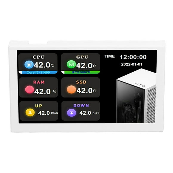 HD IPS Mini Screen, 5.0 Inch 800x480 Resolution IPS Full View USB PC Data Monitor with Type C PH Port, Easy Connection, Customizable Settings, Multi Features, Sturdy Construction
