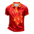 thumbnail image 2 of XIAONU Men's Family Handprint Polo Contrast Collar Short Sleeve Shirt Fitness Training Top, 2 of 3