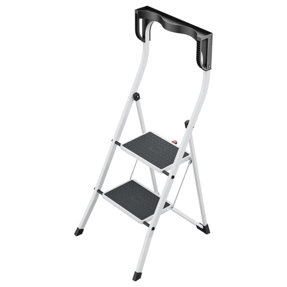 Hailo K75 ComfortLine Step Ladder, 2-Step Foldable Steel Stool for Home Use, 300 Lb Cap