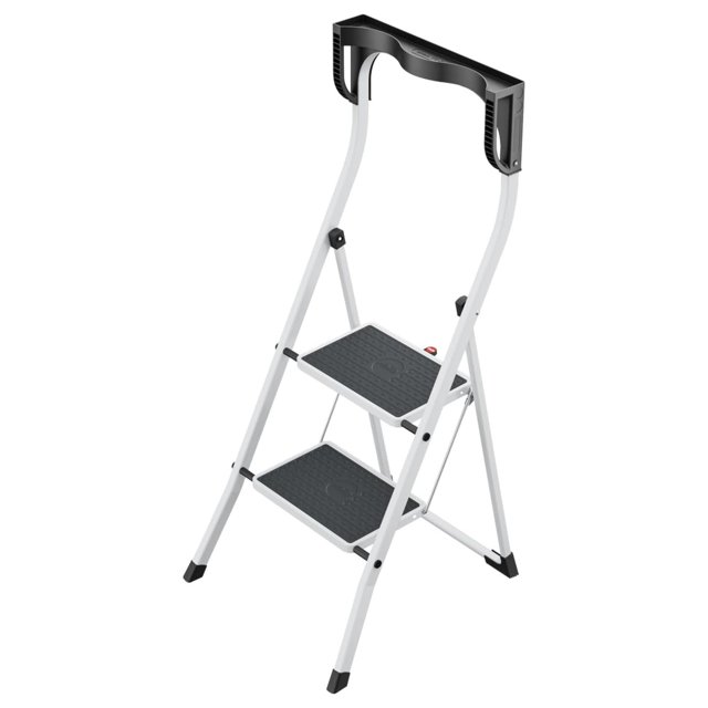 Hailo K75 ComfortLine Step Ladder, 2-Step Foldable Steel Stool for Home Use