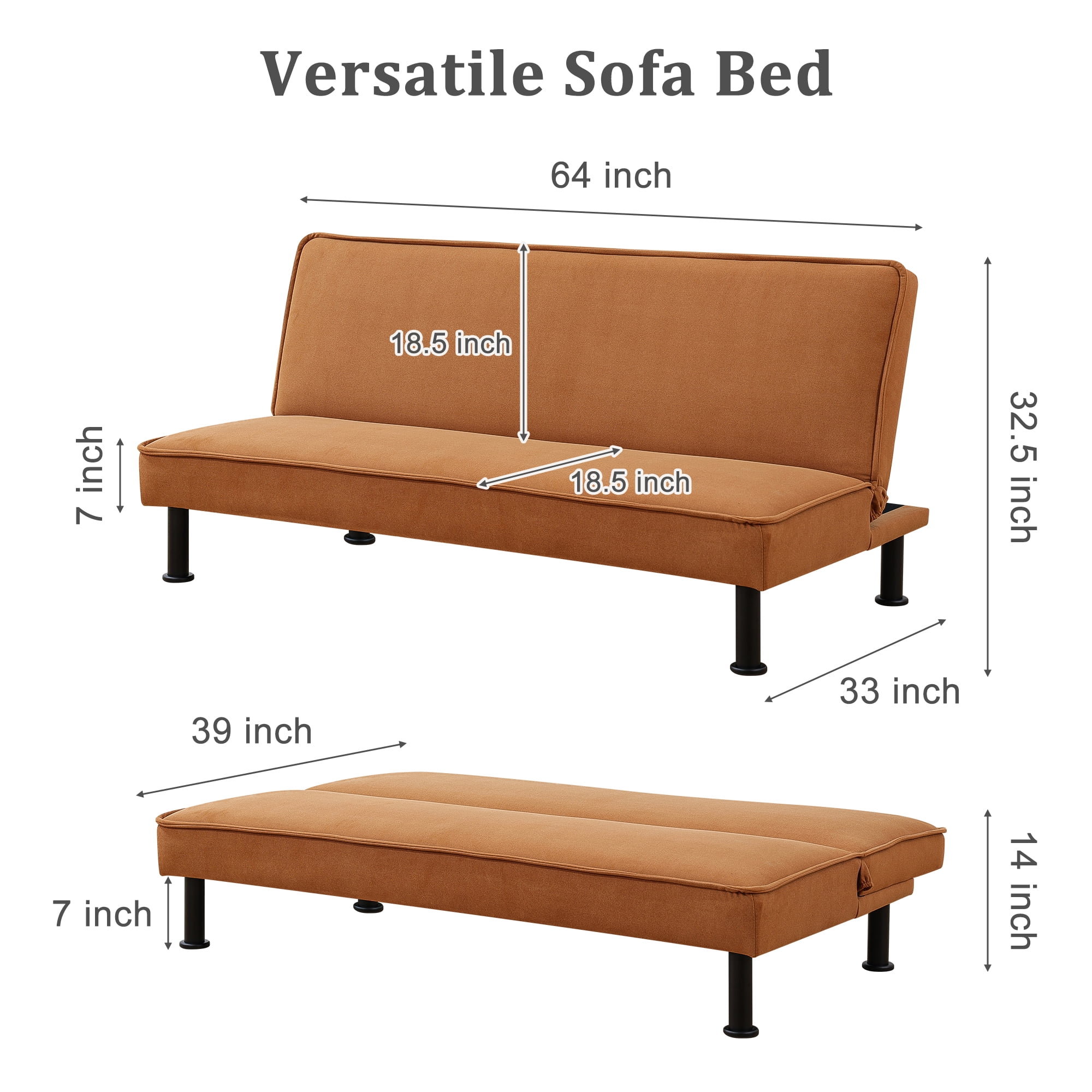 Kadyn Futon Sofa Bed, Convertible Futon for Living Room, Futon Sleeper Sofa, Light Coffee Kadyn Futon Sofa Bed, Convertible Futon for Living Room, Futon Sleeper Sofa, Light Coffee