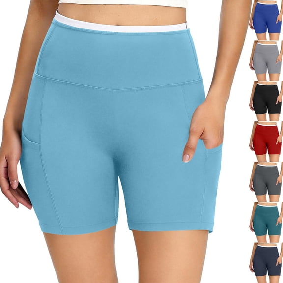 Women's High-Waist Stretch Yoga Shorts with Pockets, Tummy Control Compression Running Bottoms, Hip Lifting Athletic Training Gear for Gym, Jogging, Pilates, Workout & | TruHer,Black L