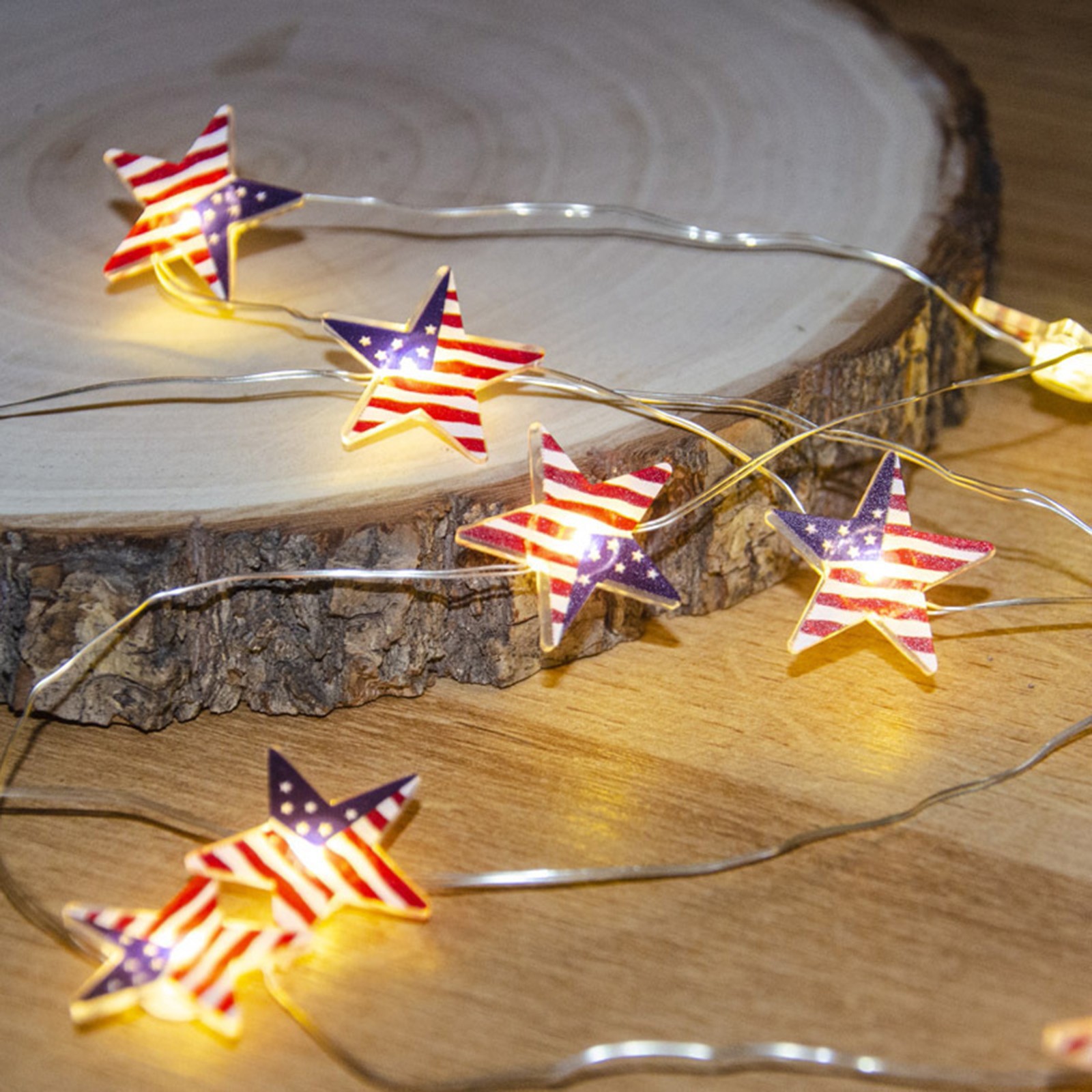 FUAIOKT Independence Day LED String Lights American Flag Lights Battery ...