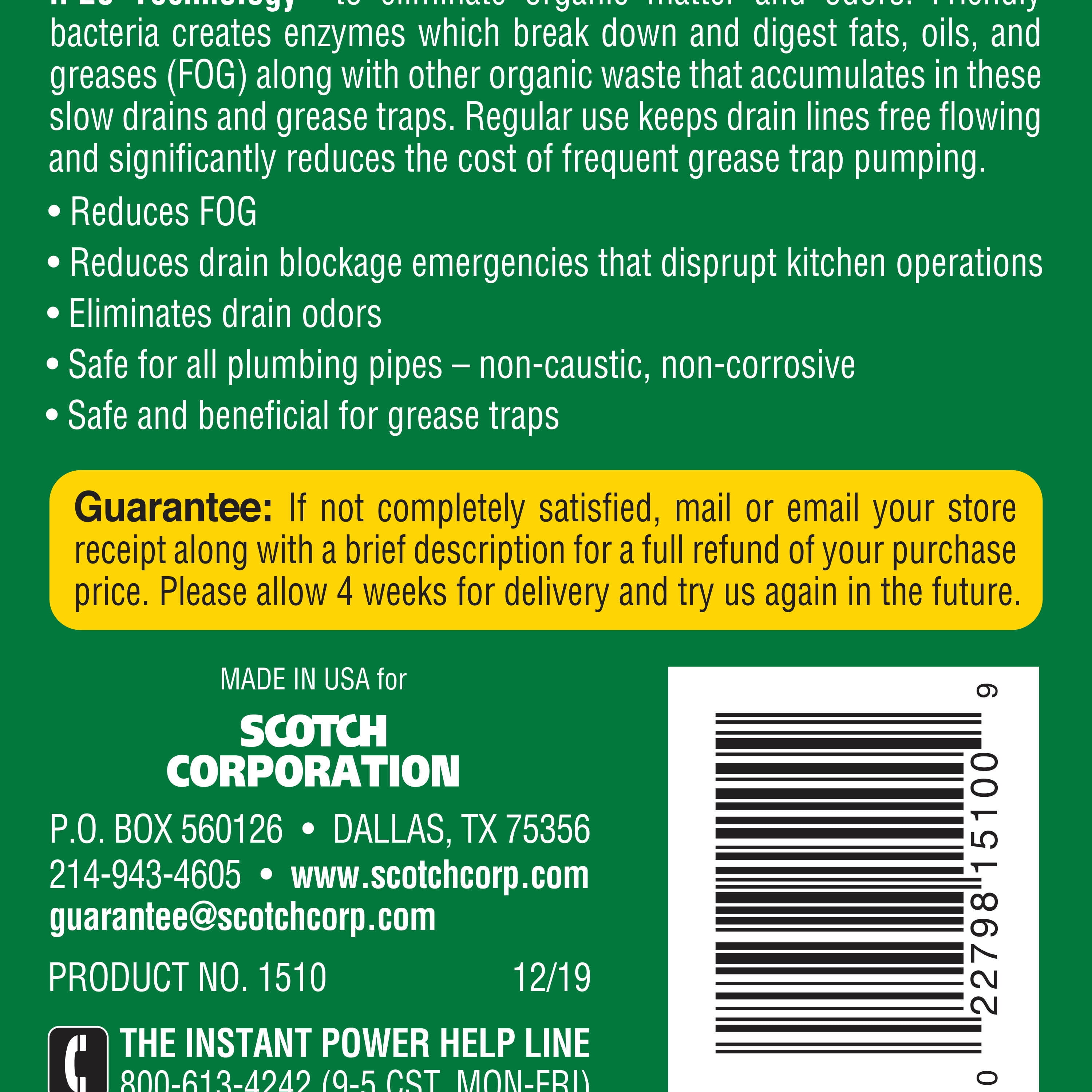 Instant Power Professional Commercial Drain Cleaner: Jug, 1 gal, Liquid, Lemon 8881