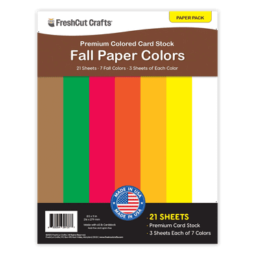 FreshCut Crafts Paper Colors, 21 Double Sided Cardstock Sheets, 7 Fall Colors