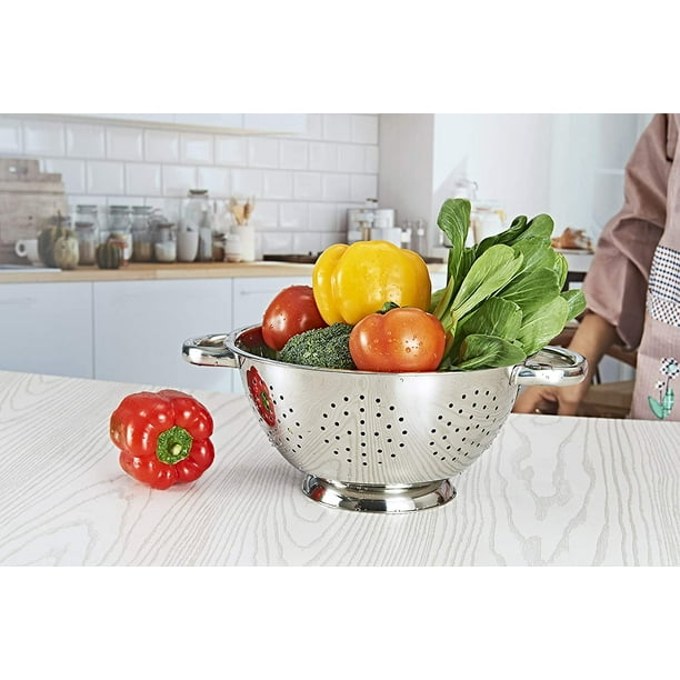 Stainless Steel Colander Mesh Metal Strainer Pasta Rice 5 Quart