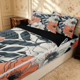 thumbnail image 2 of Erosebridal Traditional Blossom Zipper Twin Comforter Sets with Fitted Sheet and 2 Pillowcases, Garden Floral Zipper Bedding Set, Black Reversible, Peach Charcoal, Black Reversible, 2 of 7
