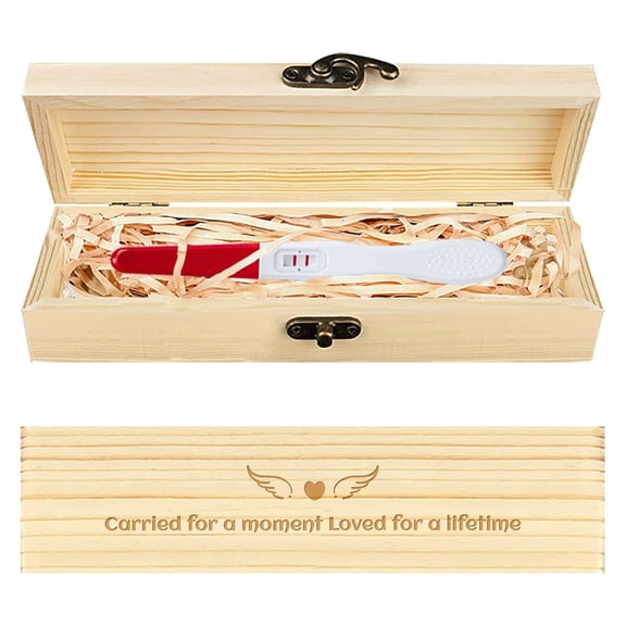 Wing and Heart Baby Loss Keepsake Box Wooden Lost Baby Sympathy Gift Keepsake Box with Raffia Ribbon and Lock Announcement for Husband 8x2x1.2inch