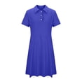 thumbnail image 3 of Girl's Polos Dress School Uniform Lapel Short Sleeve Polo-Collared Midi Dresses Back To School Fahsion Casual Dresses (5-6 Years, Dark Blue), 3 of 9