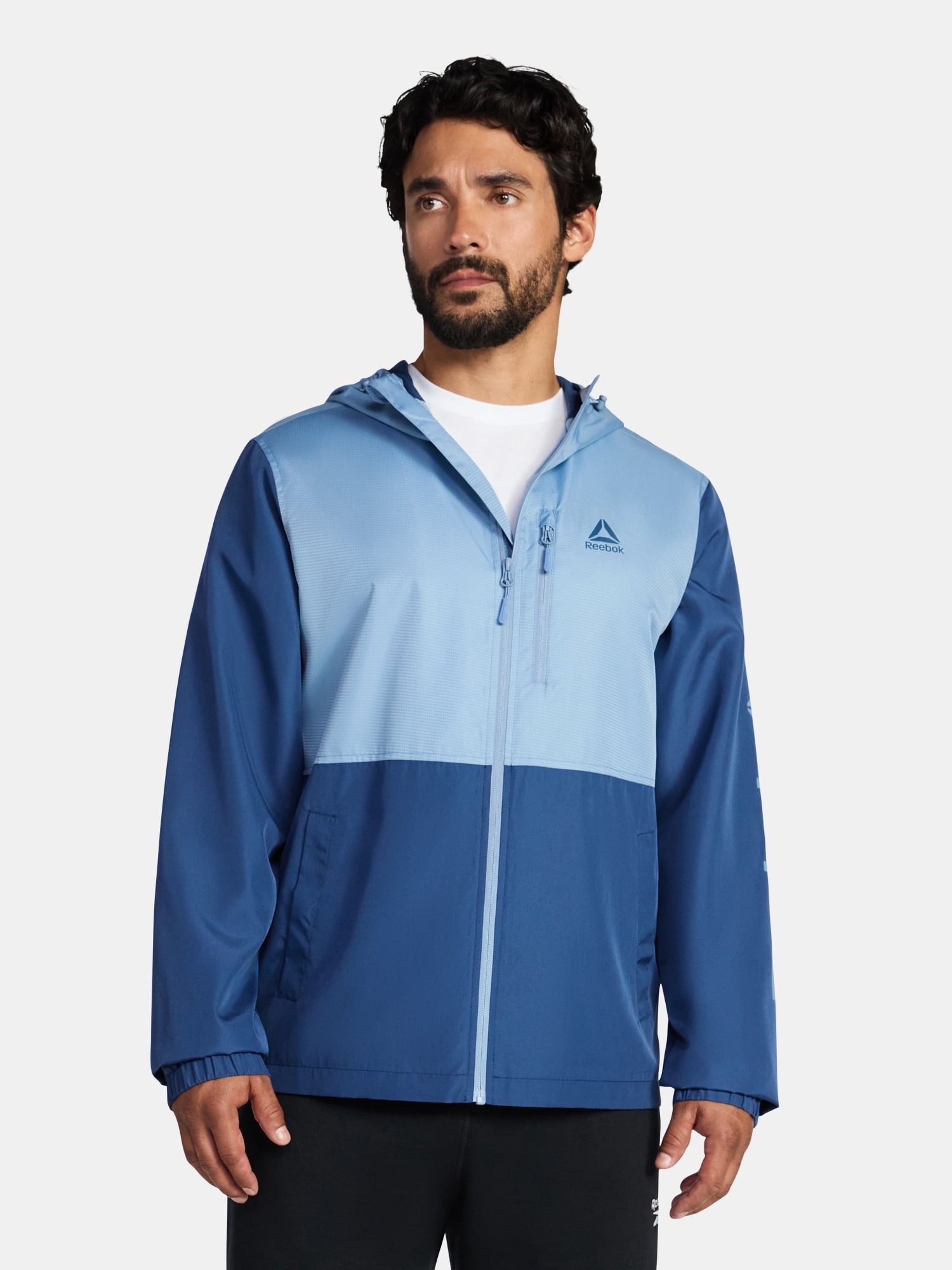 Reebok Men and Big Men's Jersey Lined Windbreaker Jacket with Hood, Lightweight, Sizes S-3XL