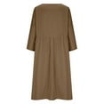 thumbnail image 5 of Ygbgbb Women's 3/4 Sleeve Maxi Dresses 2026 Spring Fall Casual V Neck Dresses Cotton Linen Dresses Flowy Boho Modest Trendy Summer Vacation Dress Brown XL, 5 of 9