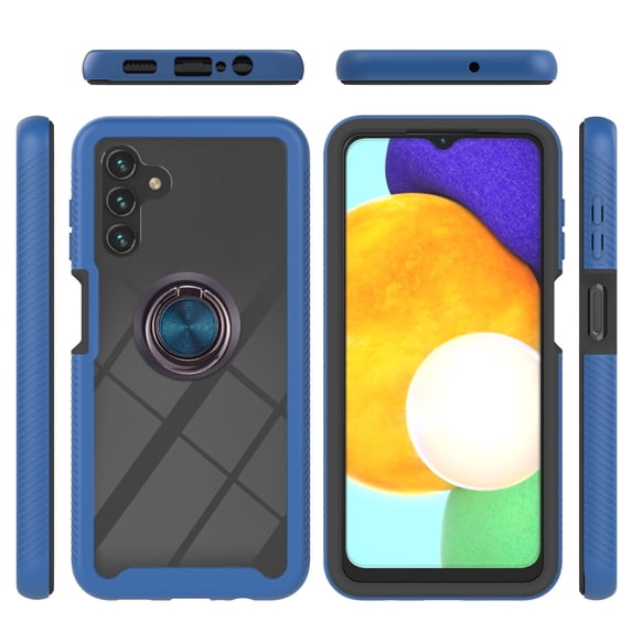 SaniMore Case for Samsung Galaxy A13 5G 6.5" 2021 Release, Rugged PC Backplane Shockproof TPU Bumper 360° Rotatng Ring/Kickstand Anti-drop Heavy Duty Protective Case For Galaxy A13 5G, Darkblue